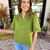 The Brunch Blouse - Avocado-200 Fashion Blouses-ENTRO-July & June Women's Fashion Boutique Located in San Antonio, Texas