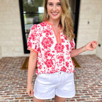The Anderson Blouse - Red-200 Fashion Blouses-POLOGRAM-July & June Women's Fashion Boutique Located in San Antonio, Texas