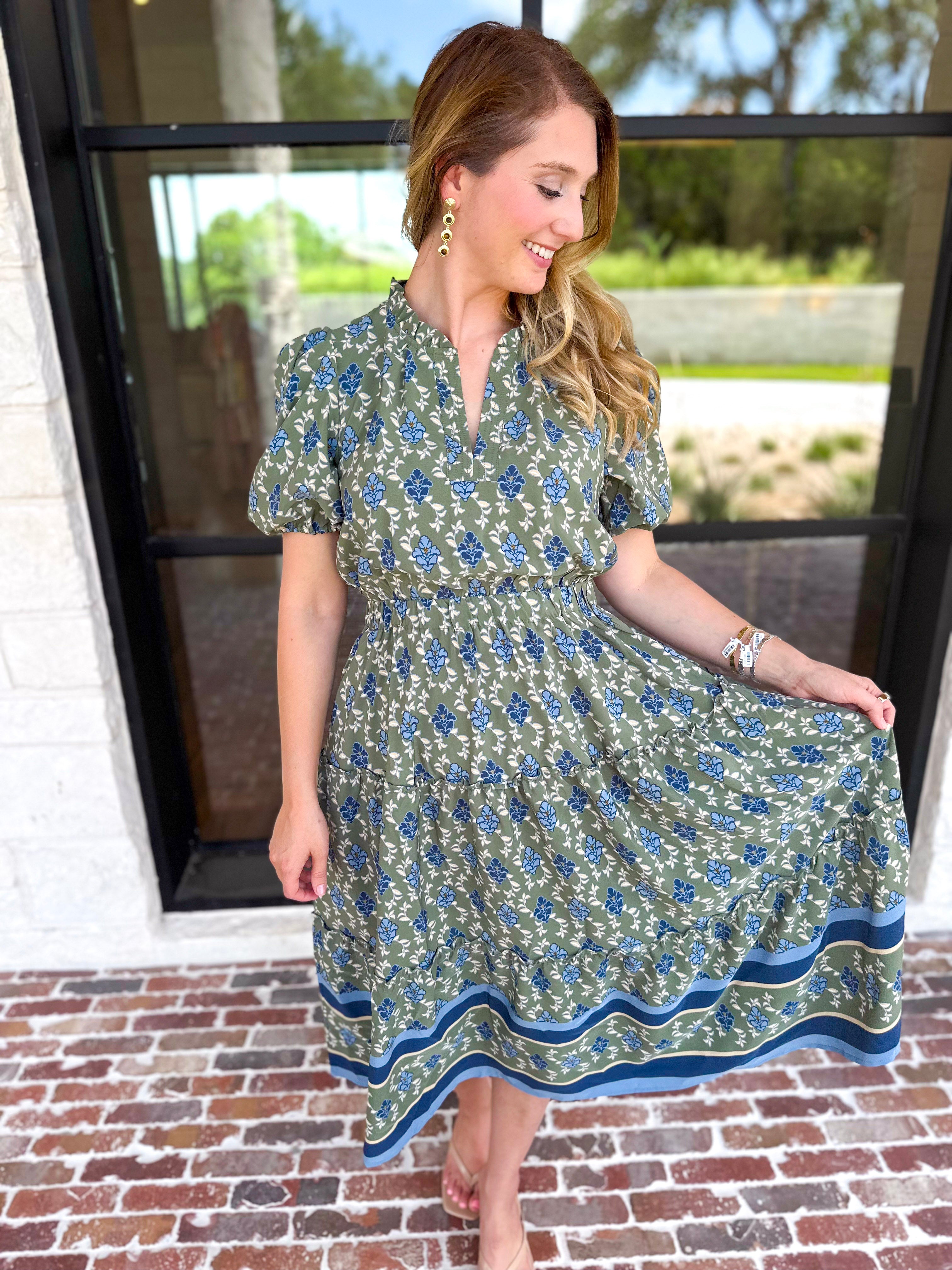 Mary Square - Lainey Midi Dress - Olive-500 Midi-MARY SQUARE-July & June Women's Fashion Boutique Located in San Antonio, Texas