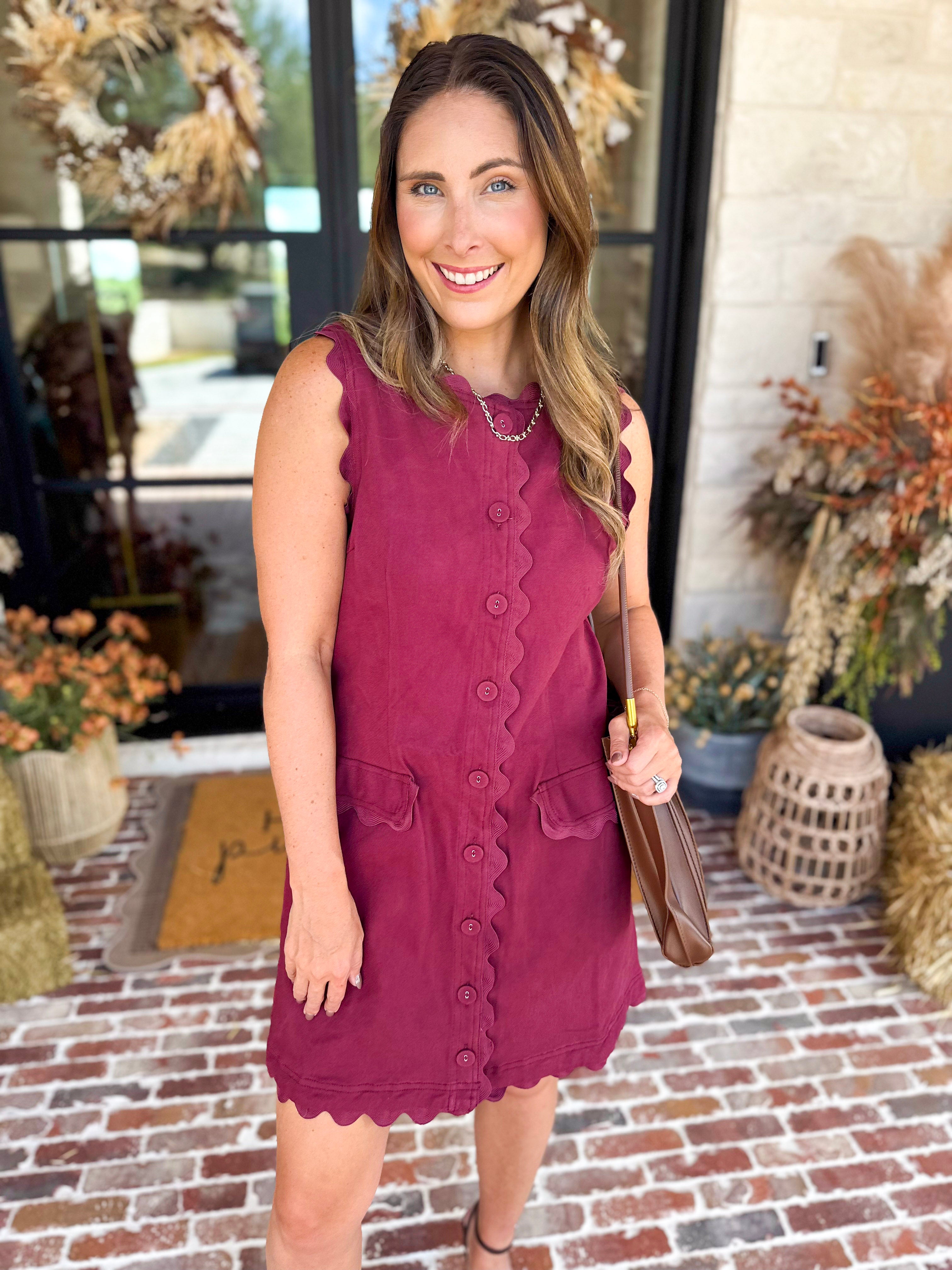 Weekend Plans Ric Rac Mini Dress - Wine-510 Mini-ENTRO-July & June Women's Fashion Boutique Located in San Antonio, Texas