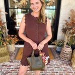 Weekend Plans Ric Rac Mini Dress - Brown-510 Mini-ENTRO-July & June Women's Fashion Boutique Located in San Antonio, Texas