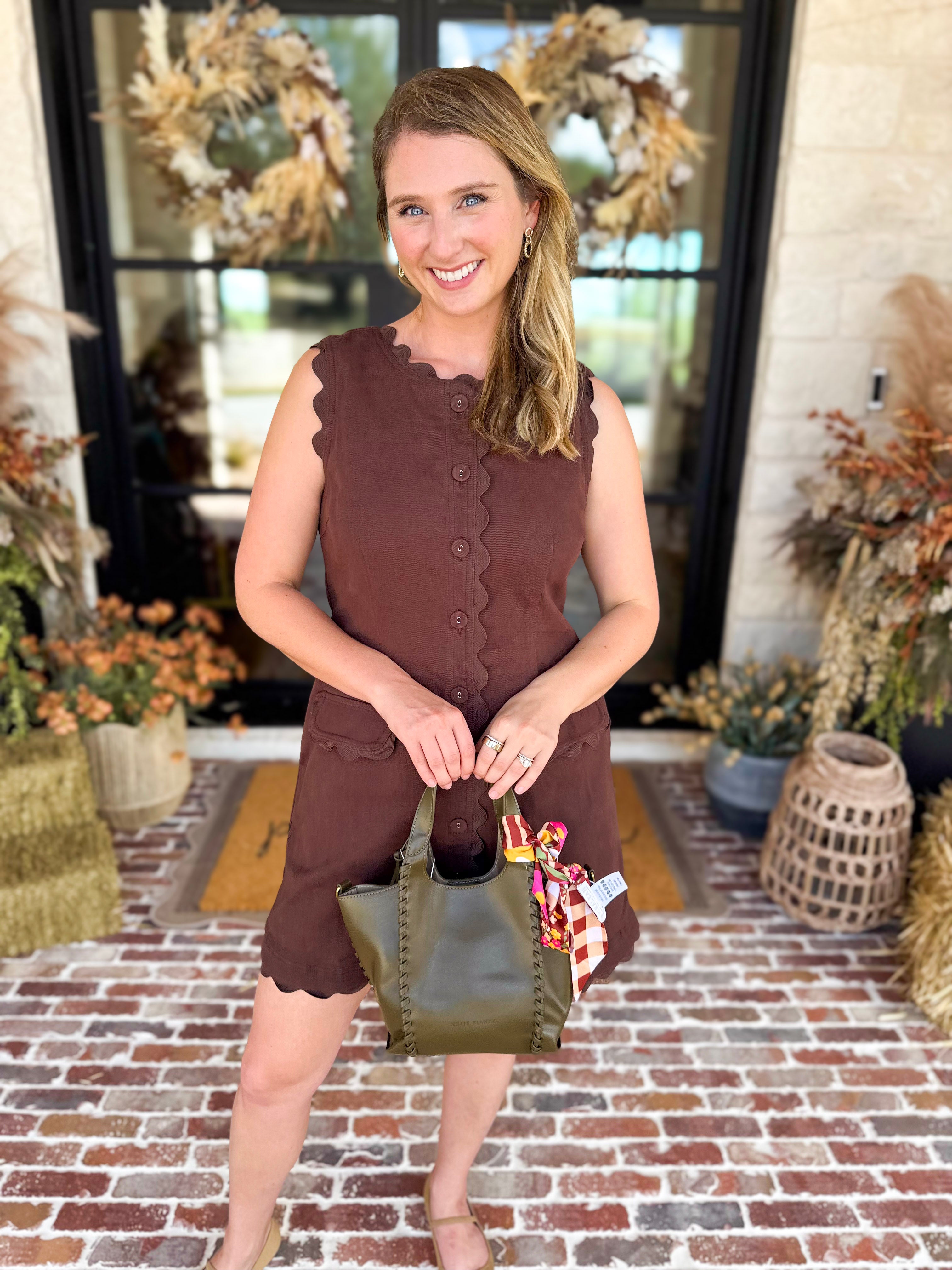 Weekend Plans Ric Rac Mini Dress - Brown-510 Mini-ENTRO-July & June Women's Fashion Boutique Located in San Antonio, Texas