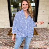 Seashell Flow Button Down Blouse-200 Fashion Blouses-FATE-July & June Women's Fashion Boutique Located in San Antonio, Texas