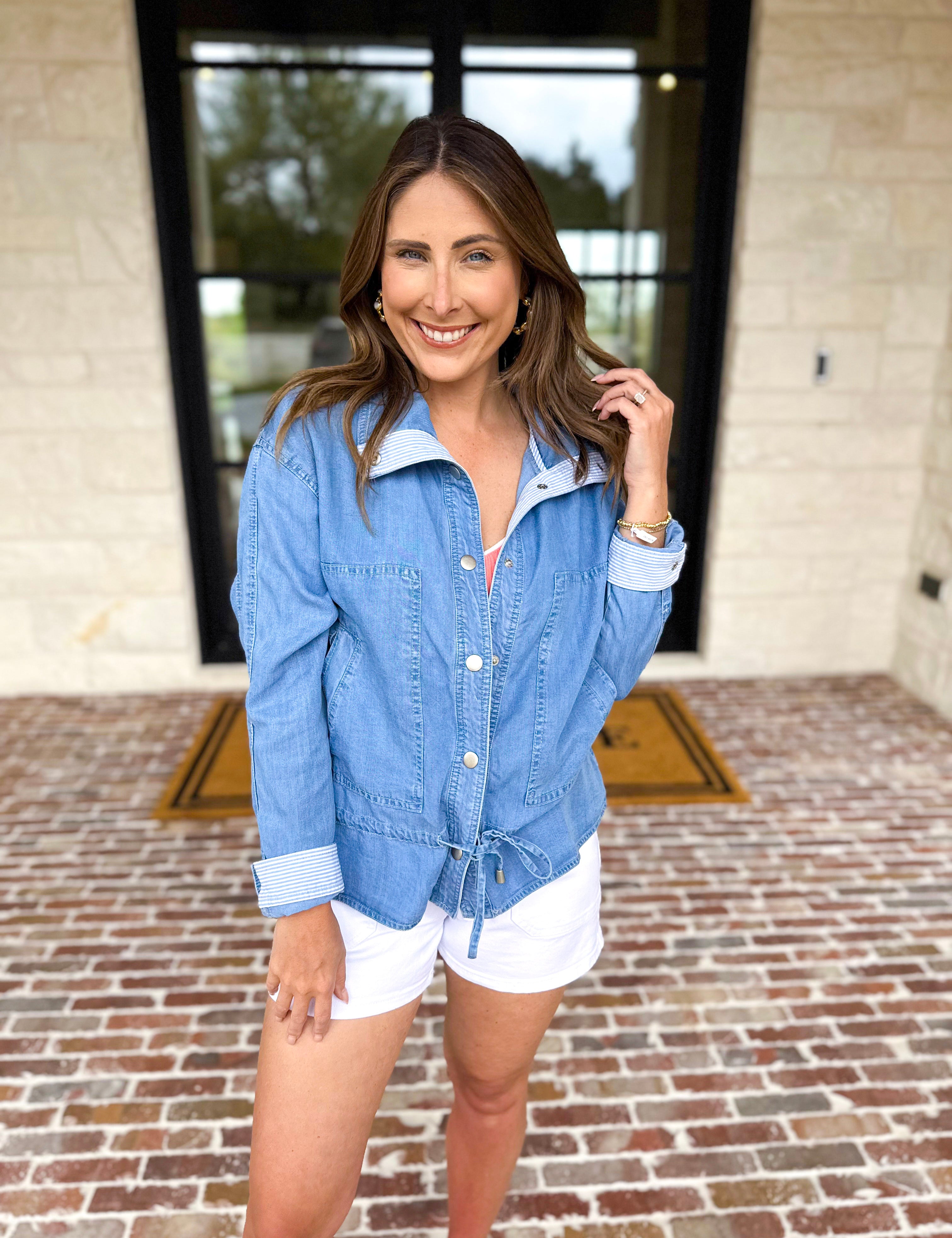 The Maine Denim Shirt Jacket-600 Outerwear-SKIES ARE BLUE-July & June Women's Fashion Boutique Located in San Antonio, Texas