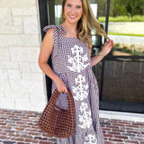 Plaid About You Midi Dress - Chocolate-500 Midi-ENTRO-July & June Women's Fashion Boutique Located in San Antonio, Texas