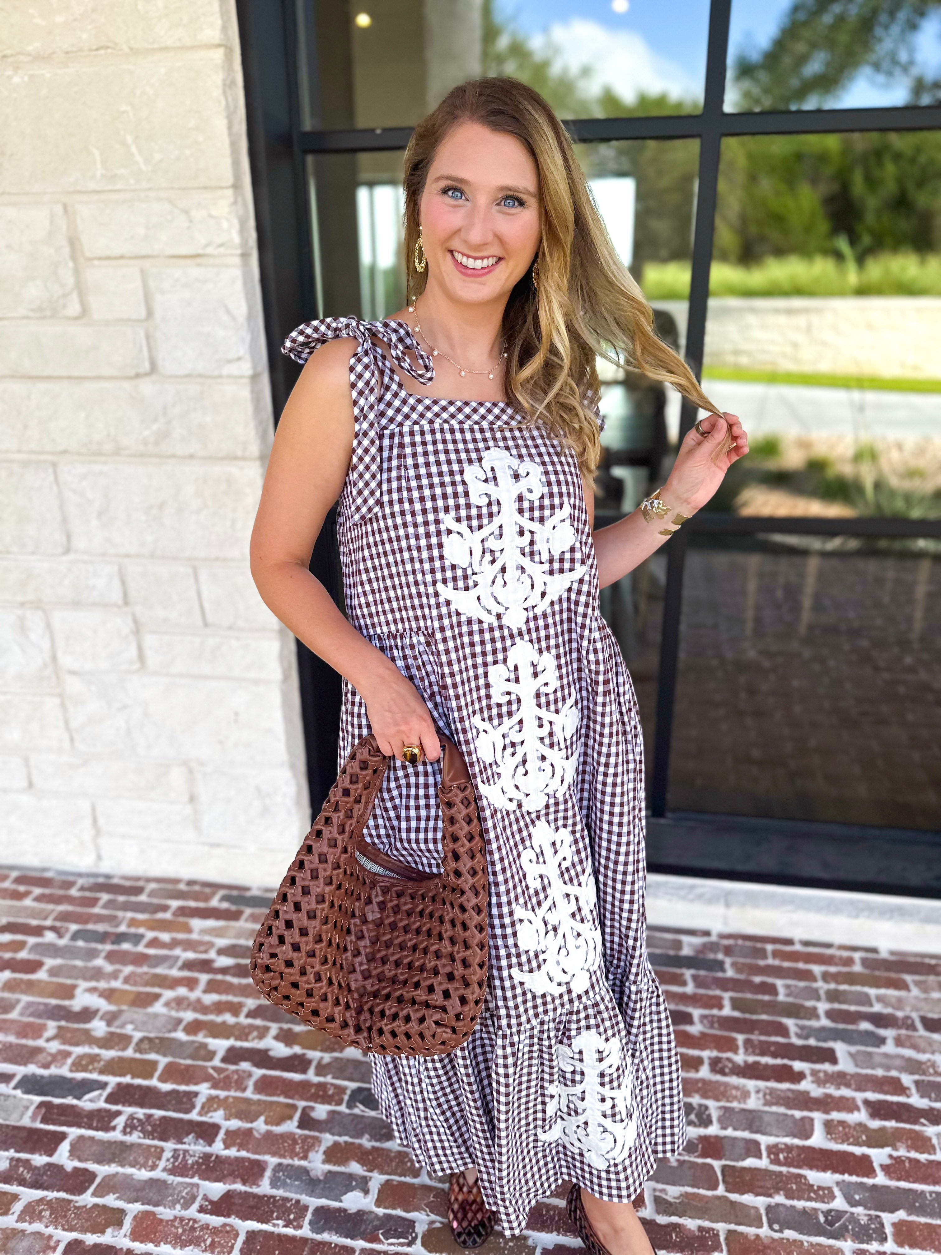 Plaid About You Midi Dress - Chocolate-500 Midi-ENTRO-July & June Women's Fashion Boutique Located in San Antonio, Texas