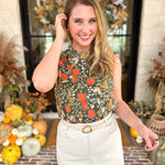 THML - Marigold Garden Sleevless Blouse-200 Fashion Blouses-THML-July & June Women's Fashion Boutique Located in San Antonio, Texas
