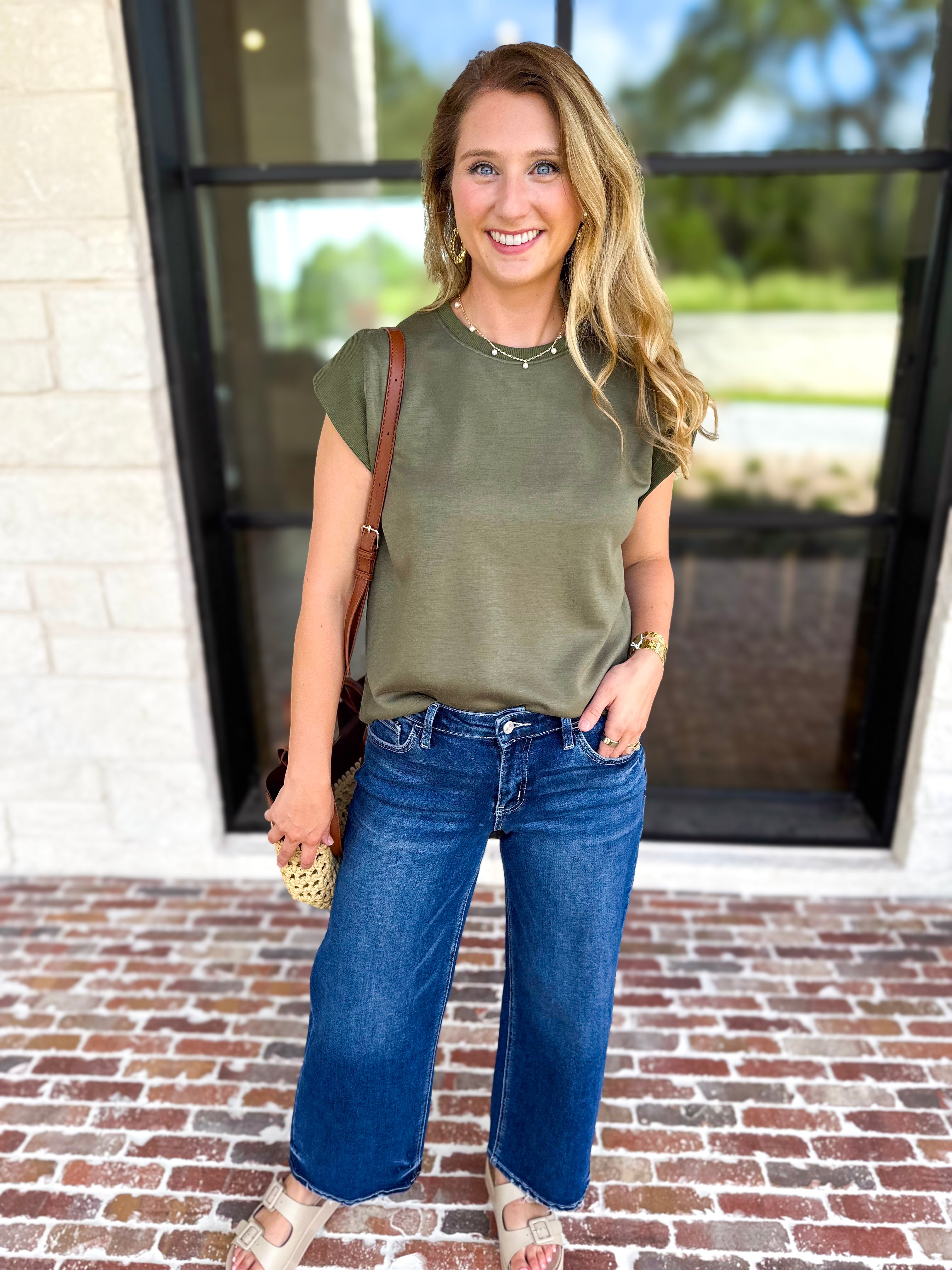 Chic Essentials Top - Olive-210 Casual Blouses-ENTRO-July & June Women's Fashion Boutique Located in San Antonio, Texas
