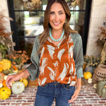 THML - Autumn Pattern Play Blouse-200 Fashion Blouses-THML-July & June Women's Fashion Boutique Located in San Antonio, Texas