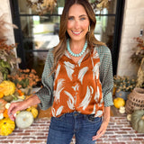 THML - Autumn Pattern Play Blouse-200 Fashion Blouses-THML-July & June Women's Fashion Boutique Located in San Antonio, Texas
