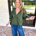 The Campbell Button Down Blouse - Forest-200 Fashion Blouses-ENTRO-July & June Women's Fashion Boutique Located in San Antonio, Texas