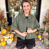 Wren Utility Jacket - Deep Olive-600 Outerwear-ENTRO-July & June Women's Fashion Boutique Located in San Antonio, Texas