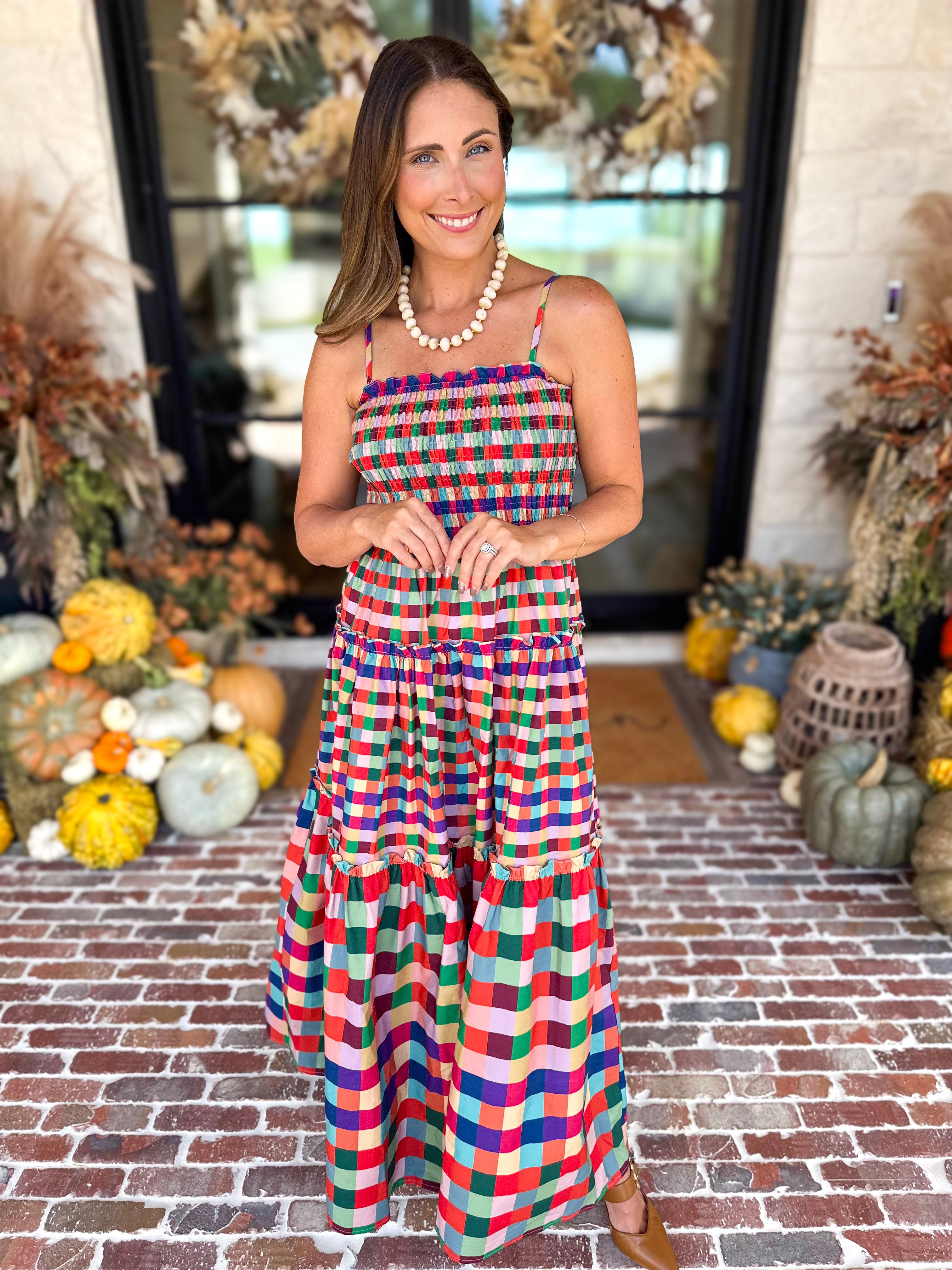 Always Vibrant Gingham Maxi Dress-500 Midi-TCEC-July & June Women's Fashion Boutique Located in San Antonio, Texas