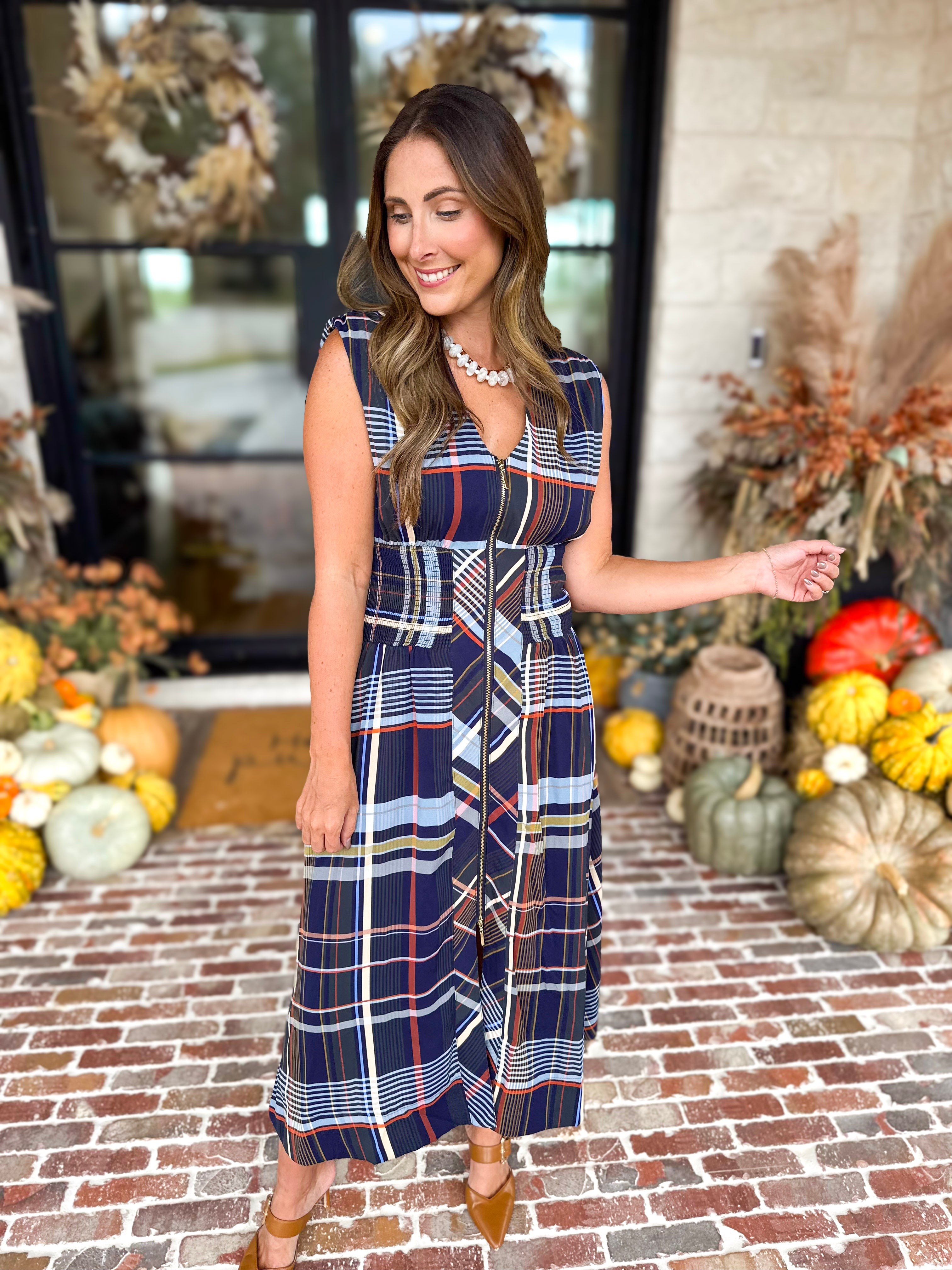 THML - Socialite Plaid Midi Dress-500 Midi-THML-July & June Women's Fashion Boutique Located in San Antonio, Texas
