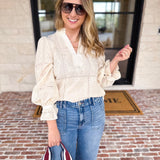 Bloom Where You're Planted Blouse - Cream-200 Fashion Blouses-ENTRO-July & June Women's Fashion Boutique Located in San Antonio, Texas