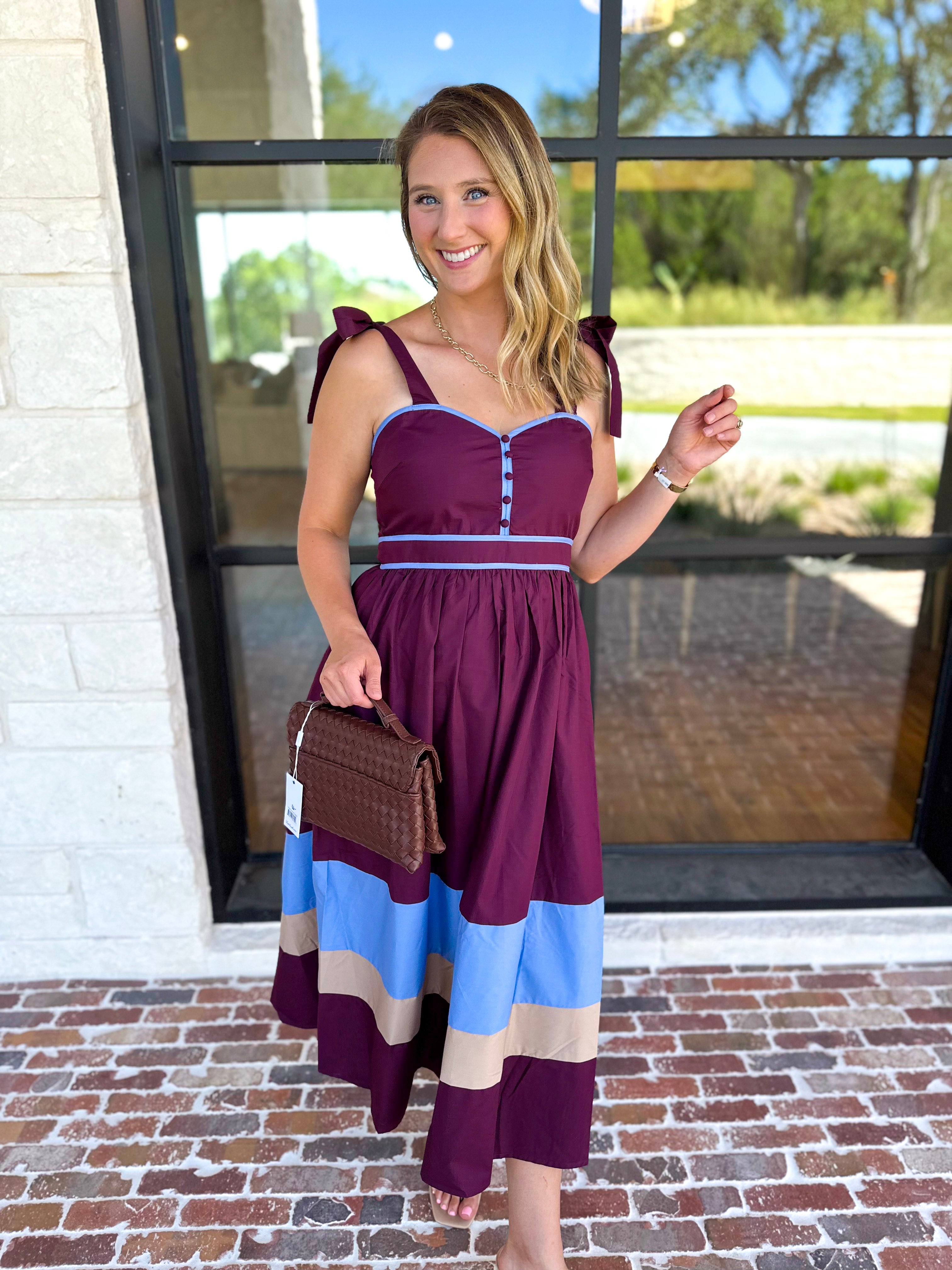 The Romy Midi Dress - Plum-500 Midi-ENTRO-July & June Women's Fashion Boutique Located in San Antonio, Texas