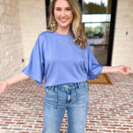 Easy Oversized Knit Top - Blue-230 Sweaters/Cardis-ENTRO-July & June Women's Fashion Boutique Located in San Antonio, Texas