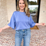 Easy Oversized Knit Top - Blue-230 Sweaters/Cardis-ENTRO-July & June Women's Fashion Boutique Located in San Antonio, Texas