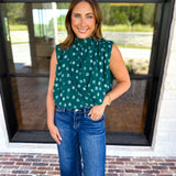 Date Night Polka Dot Top - Green-200 Fashion Blouses-ENTRO-July & June Women's Fashion Boutique Located in San Antonio, Texas