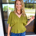 Elevated Chic Top - Martini Olive-200 Fashion Blouses-ENTRO-July & June Women's Fashion Boutique Located in San Antonio, Texas