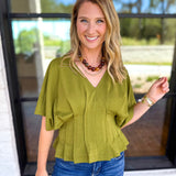 Elevated Chic Top - Martini Olive-200 Fashion Blouses-ENTRO-July & June Women's Fashion Boutique Located in San Antonio, Texas