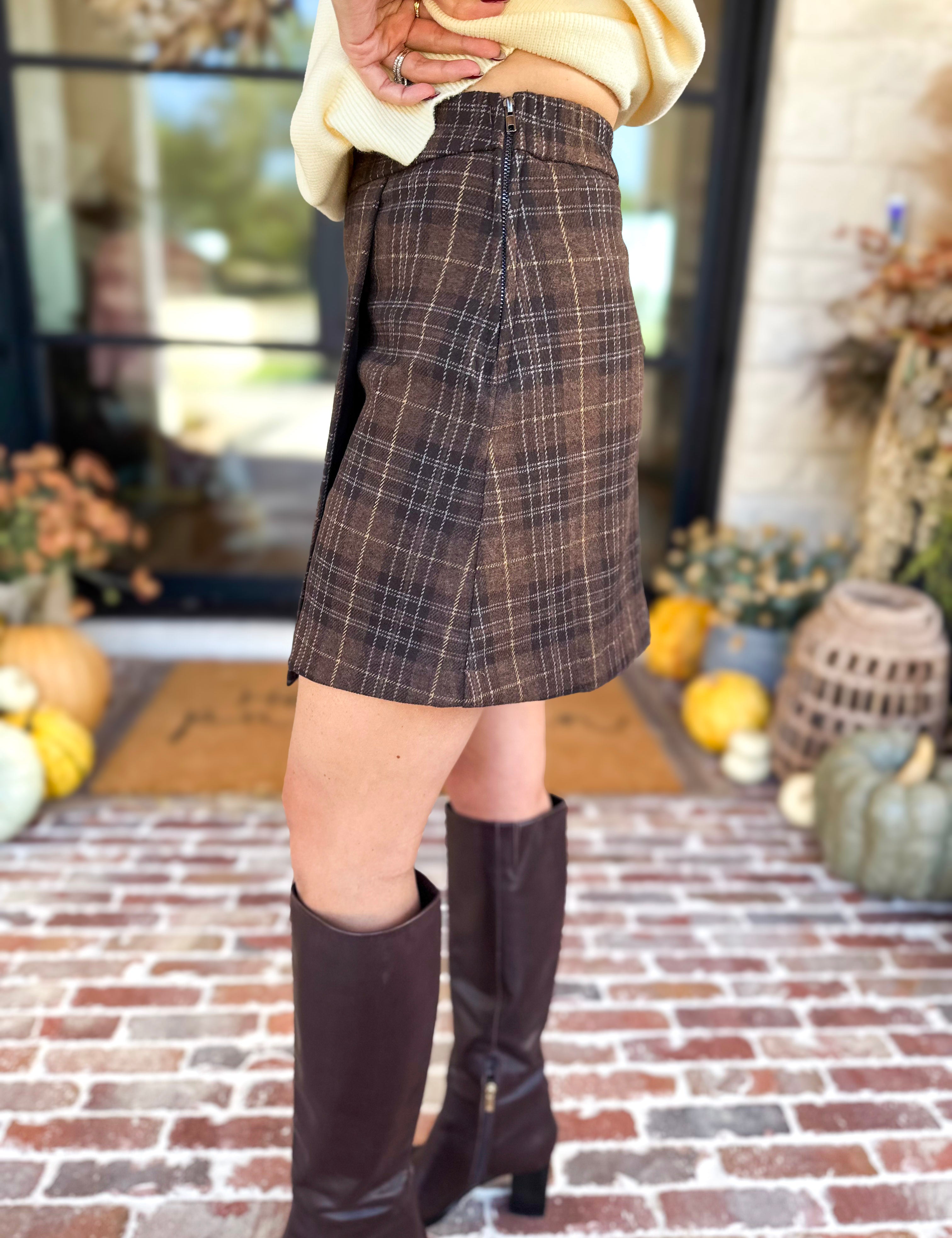 The Remi Plaid Mini Skirt-510 Mini-SKIES ARE BLUE-July & June Women's Fashion Boutique Located in San Antonio, Texas