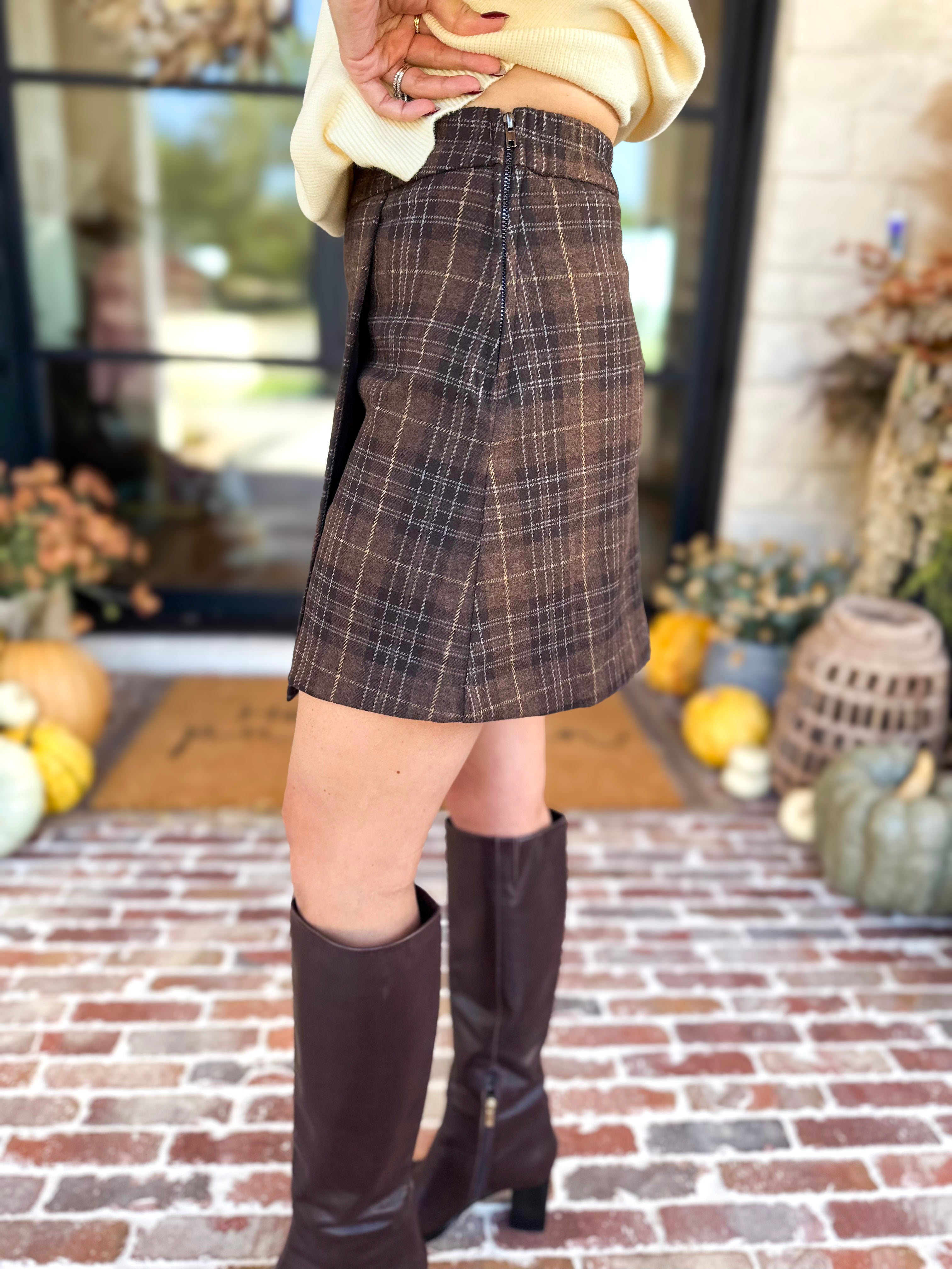 The Remi Plaid Mini Skirt-510 Mini-SKIES ARE BLUE-July & June Women's Fashion Boutique Located in San Antonio, Texas