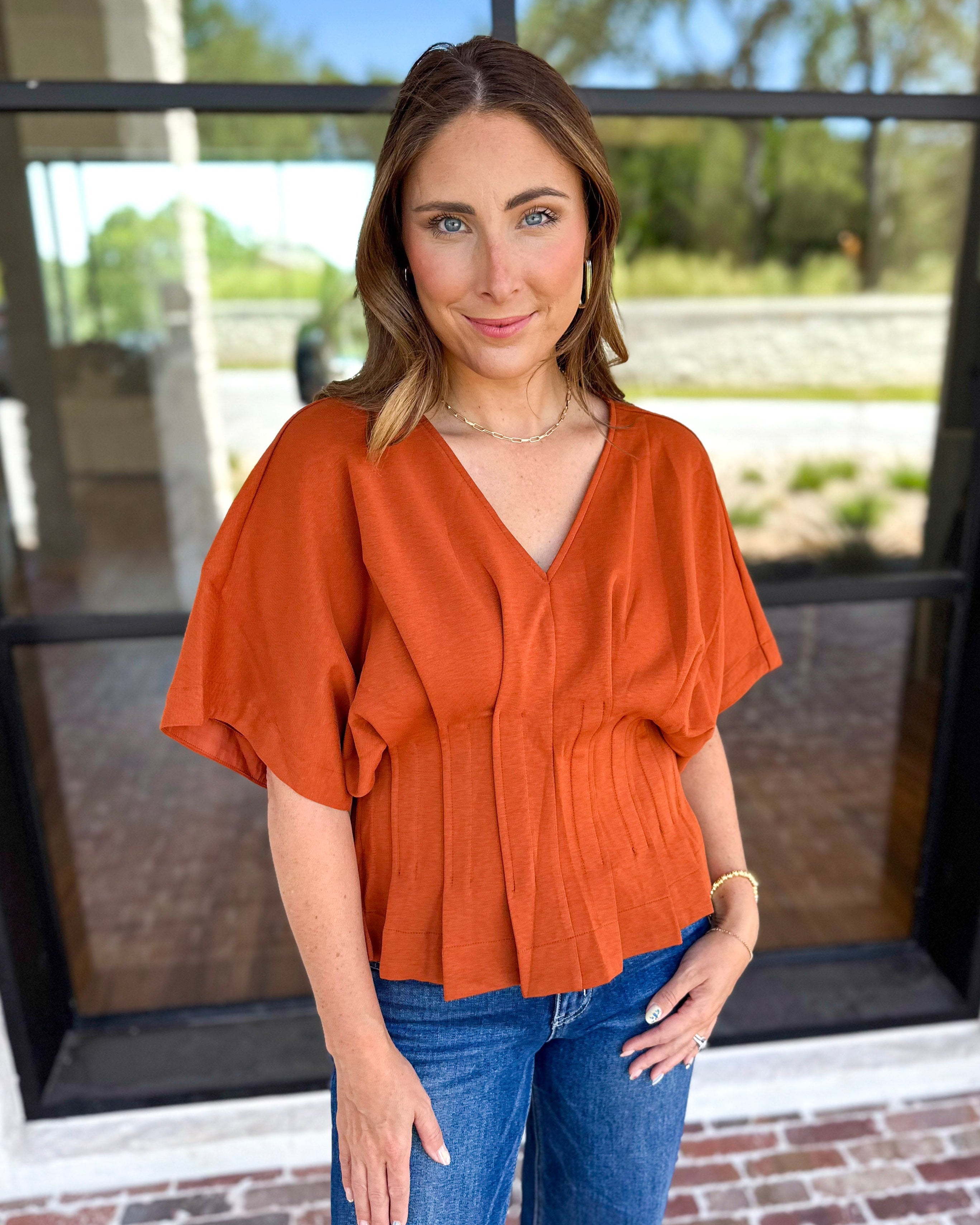 Elevated Chic Top - Clay-200 Fashion Blouses-ENTRO-July & June Women's Fashion Boutique Located in San Antonio, Texas