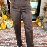 Chocolate Faux Leather Straight Leg Pants-420 Denim-HIDDEN JEANS-July & June Women's Fashion Boutique Located in San Antonio, Texas
