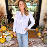 Liverpool - The Classic White Button Down-200 Fashion Blouses-LIVERPOOL JEANS COMPANY-July & June Women's Fashion Boutique Located in San Antonio, Texas