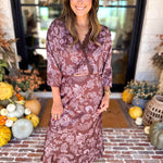 Current Air - Blushing Florals Wrap Blouse-200 Fashion Blouses-CURRENT AIR CLOTHING-July & June Women's Fashion Boutique Located in San Antonio, Texas