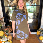 Bold Floral Knit Mini Dress-510 Mini-ENTRO-July & June Women's Fashion Boutique Located in San Antonio, Texas