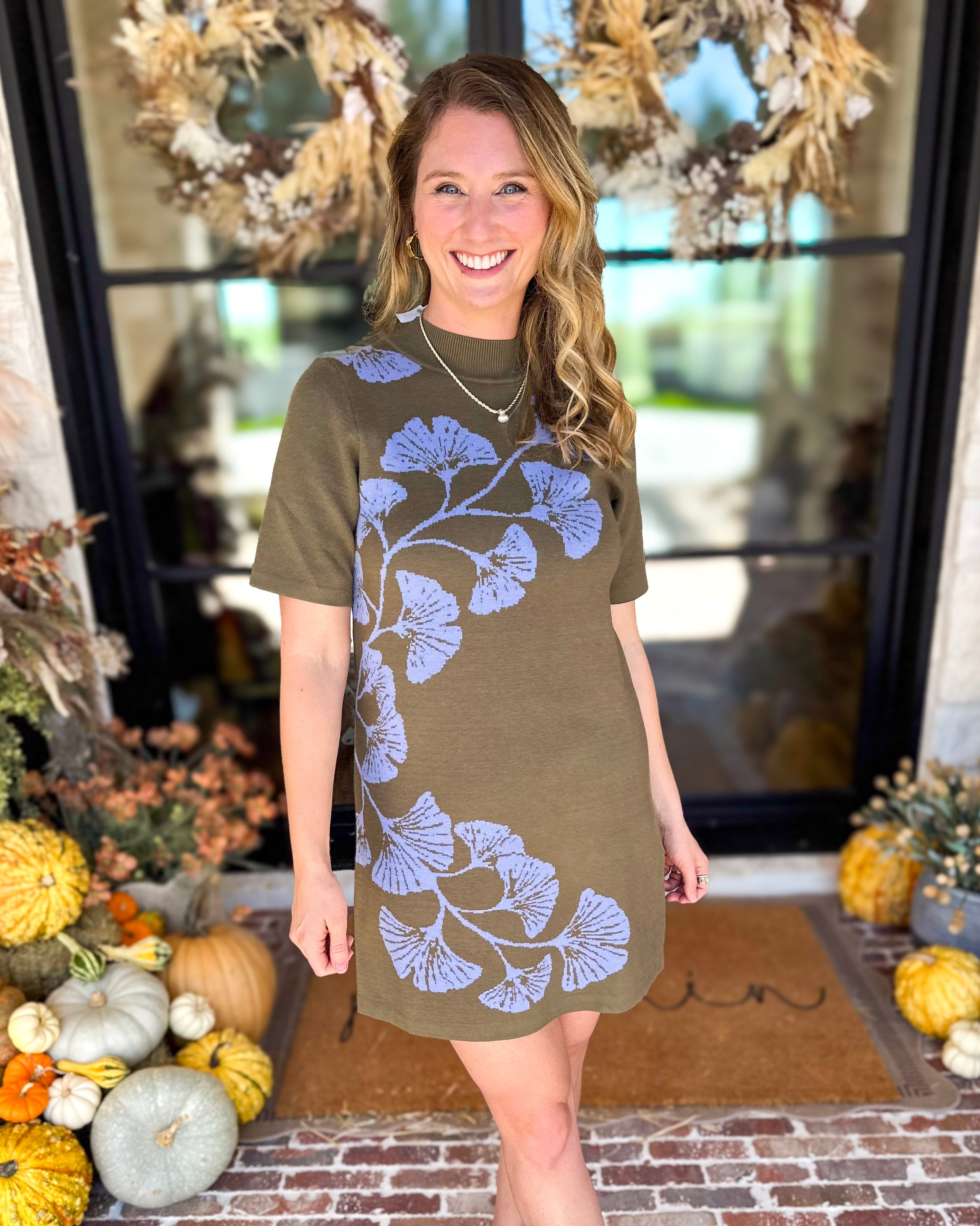 Bold Floral Knit Mini Dress-510 Mini-ENTRO-July & June Women's Fashion Boutique Located in San Antonio, Texas