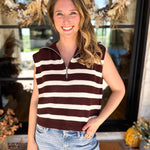 PINK FRIDAY DOORBUSTERS - Half Zip Sweater - Brown - ONLINE - FINAL SALE-PINK FRIDAY DOORBUSTERS-DOUBLE ZERO-July & June Women's Fashion Boutique Located in San Antonio, Texas