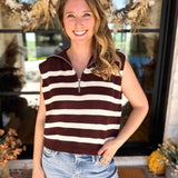 PINK FRIDAY DOORBUSTERS - Half Zip Sweater - Brown - ONLINE - FINAL SALE-PINK FRIDAY DOORBUSTERS-DOUBLE ZERO-July & June Women's Fashion Boutique Located in San Antonio, Texas