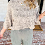 Asymmetrical Knit Sweater Top - Taupe-230 Sweaters/Cardis-RAE MODE-July & June Women's Fashion Boutique Located in San Antonio, Texas