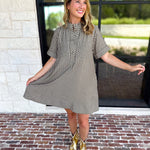 Fall Transition Mini Dress - Olive-510 Mini-ENTRO-July & June Women's Fashion Boutique Located in San Antonio, Texas