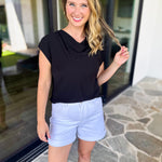 Current Air - Cowl Neck Blouse - Black-200 Fashion Blouses-CURRENT AIR CLOTHING-July & June Women's Fashion Boutique Located in San Antonio, Texas
