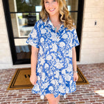 Bold Blue Paisley Mini Dress-510 Mini-FATE-July & June Women's Fashion Boutique Located in San Antonio, Texas
