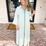 The Sunday Stroll Midi Dress - Sage-500 Midi-ENTRO-July & June Women's Fashion Boutique Located in San Antonio, Texas