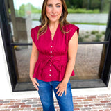 The Marlow Blouse - Maroon-200 Fashion Blouses-ENTRO-July & June Women's Fashion Boutique Located in San Antonio, Texas