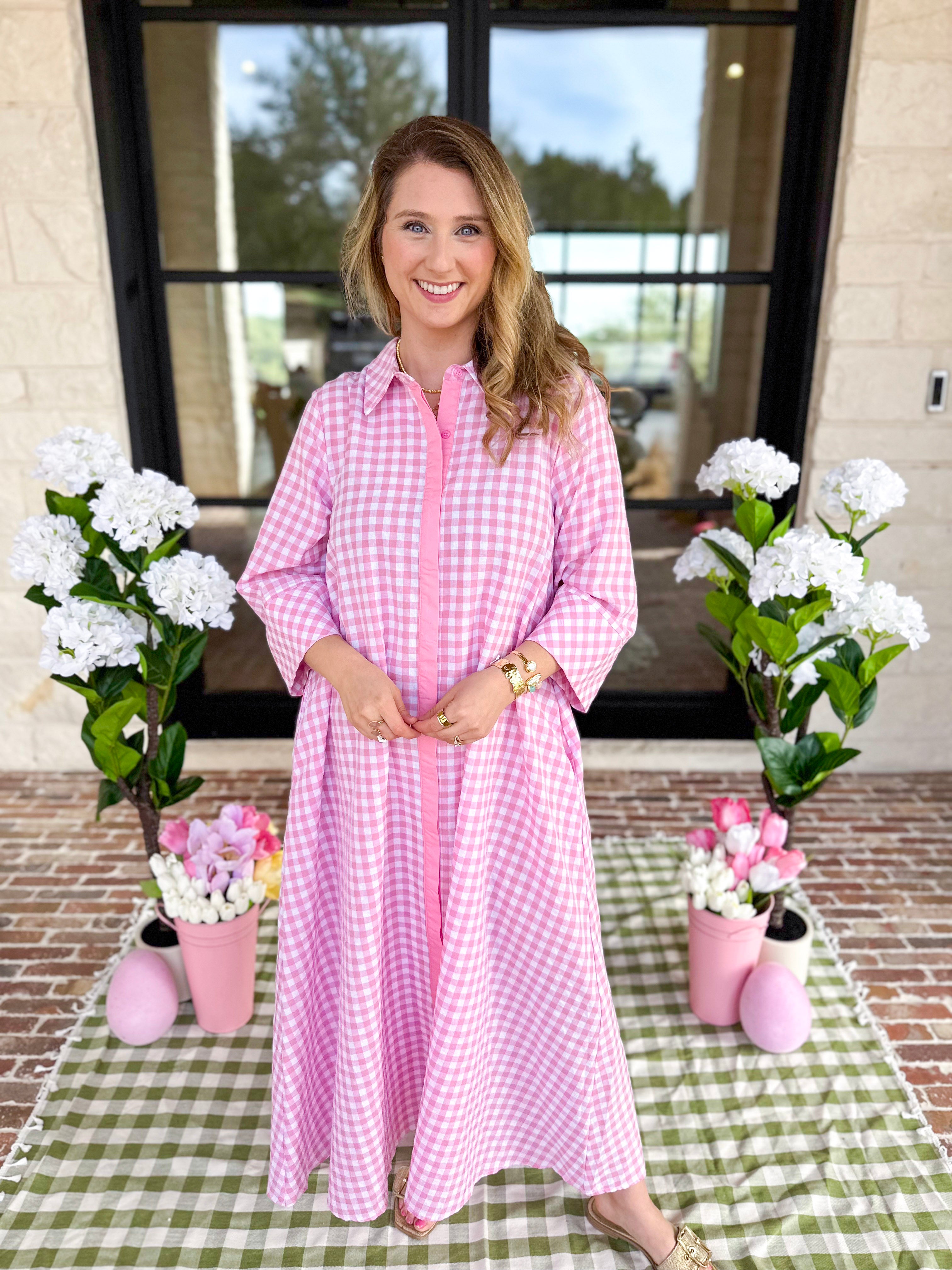 Spring Dreams Midi Dress - Pink-500 Midi-ENTRO-July & June Women's Fashion Boutique Located in San Antonio, Texas