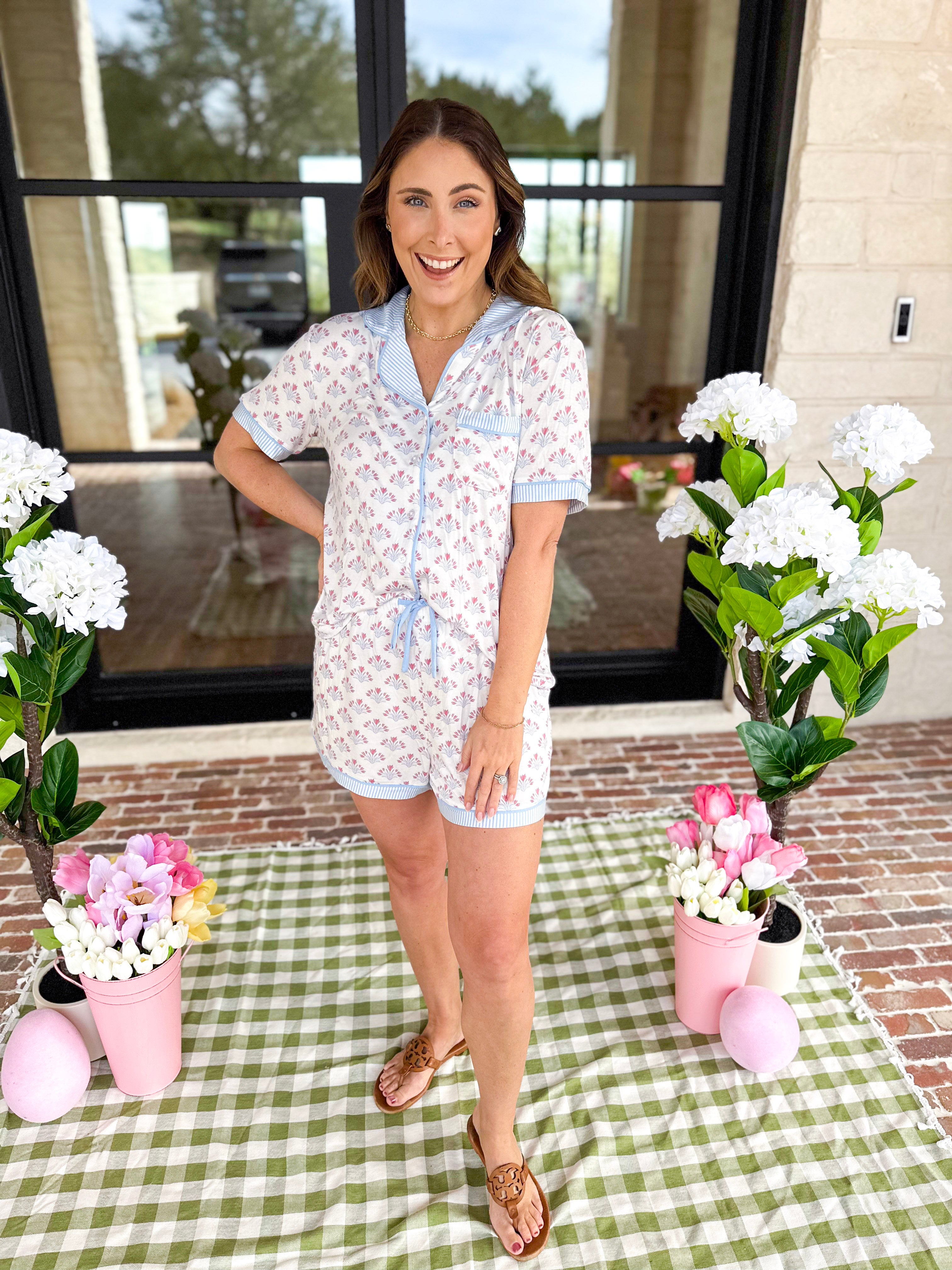 Mary Square - Charlotte Belle Blooms PJs Short Set-300 Athleisure/Lounge-MARY SQUARE-July & June Women's Fashion Boutique Located in San Antonio, Texas