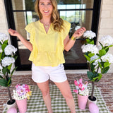 Lemon Drop Blouse-200 Fashion Blouses-IN FEBRUARY-July & June Women's Fashion Boutique Located in San Antonio, Texas