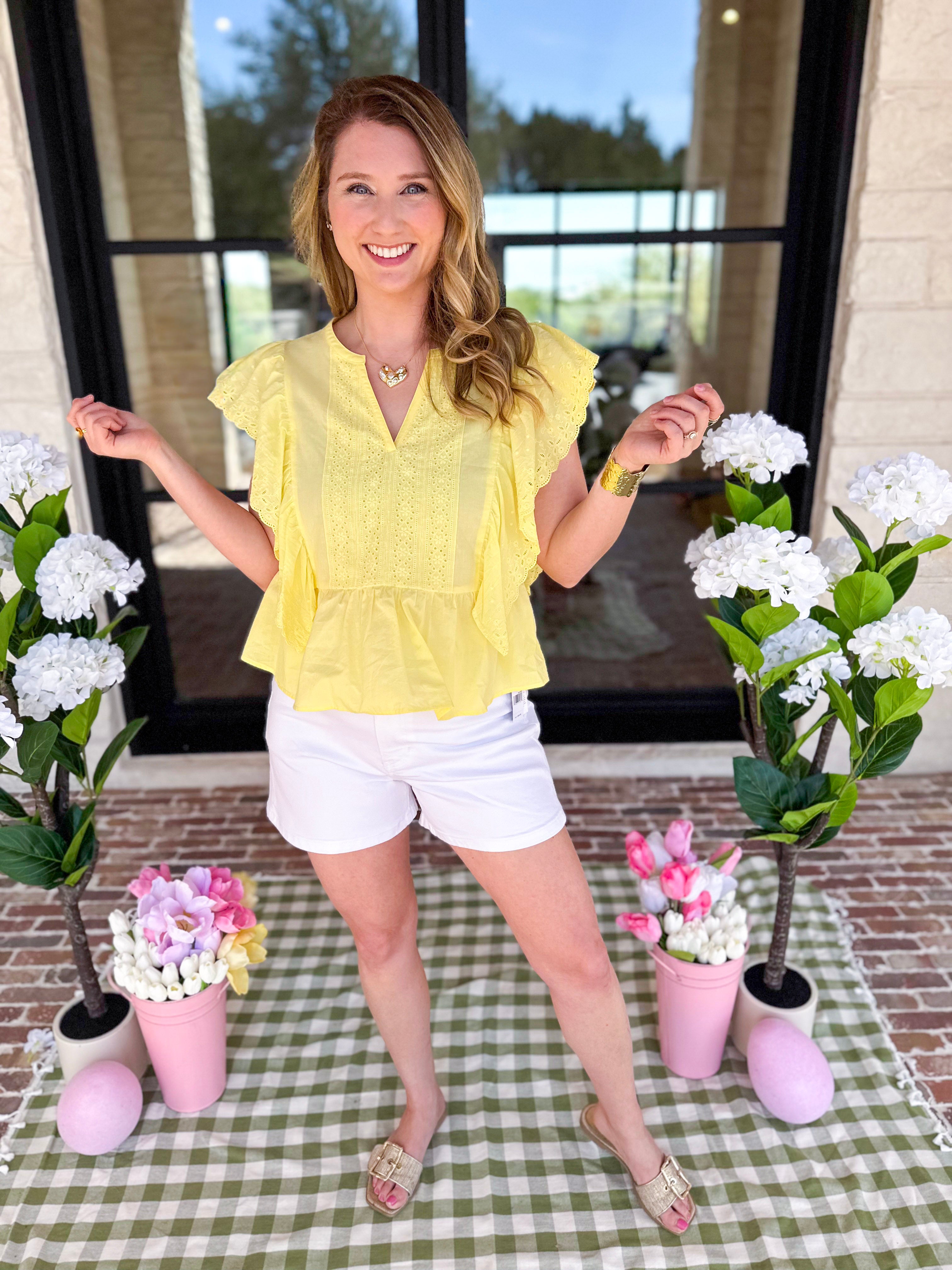 Lemon Drop Blouse-200 Fashion Blouses-IN FEBRUARY-July & June Women's Fashion Boutique Located in San Antonio, Texas