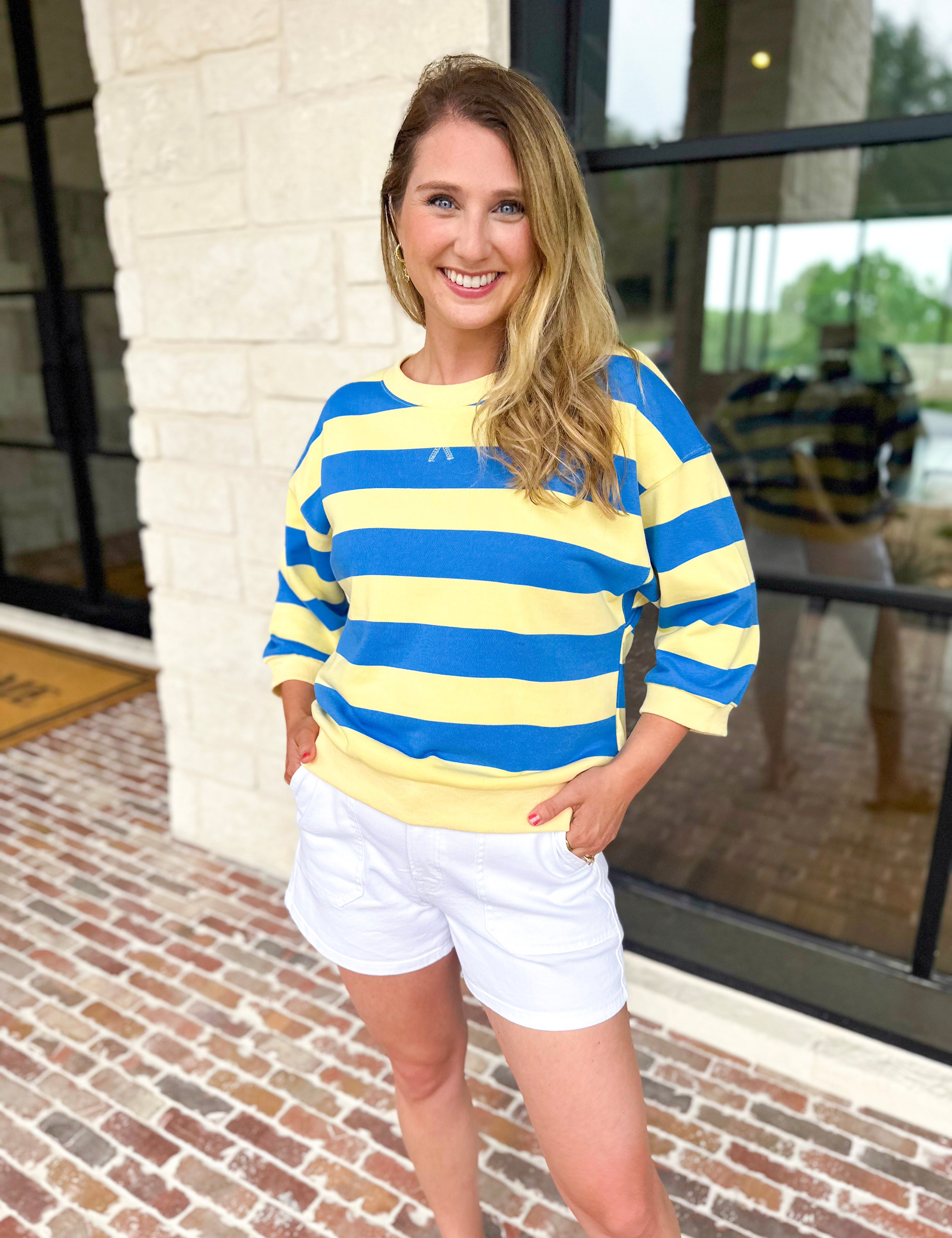 Rhodes Striped Pullover-210 Casual Blouses-JODIFL-July & June Women's Fashion Boutique Located in San Antonio, Texas