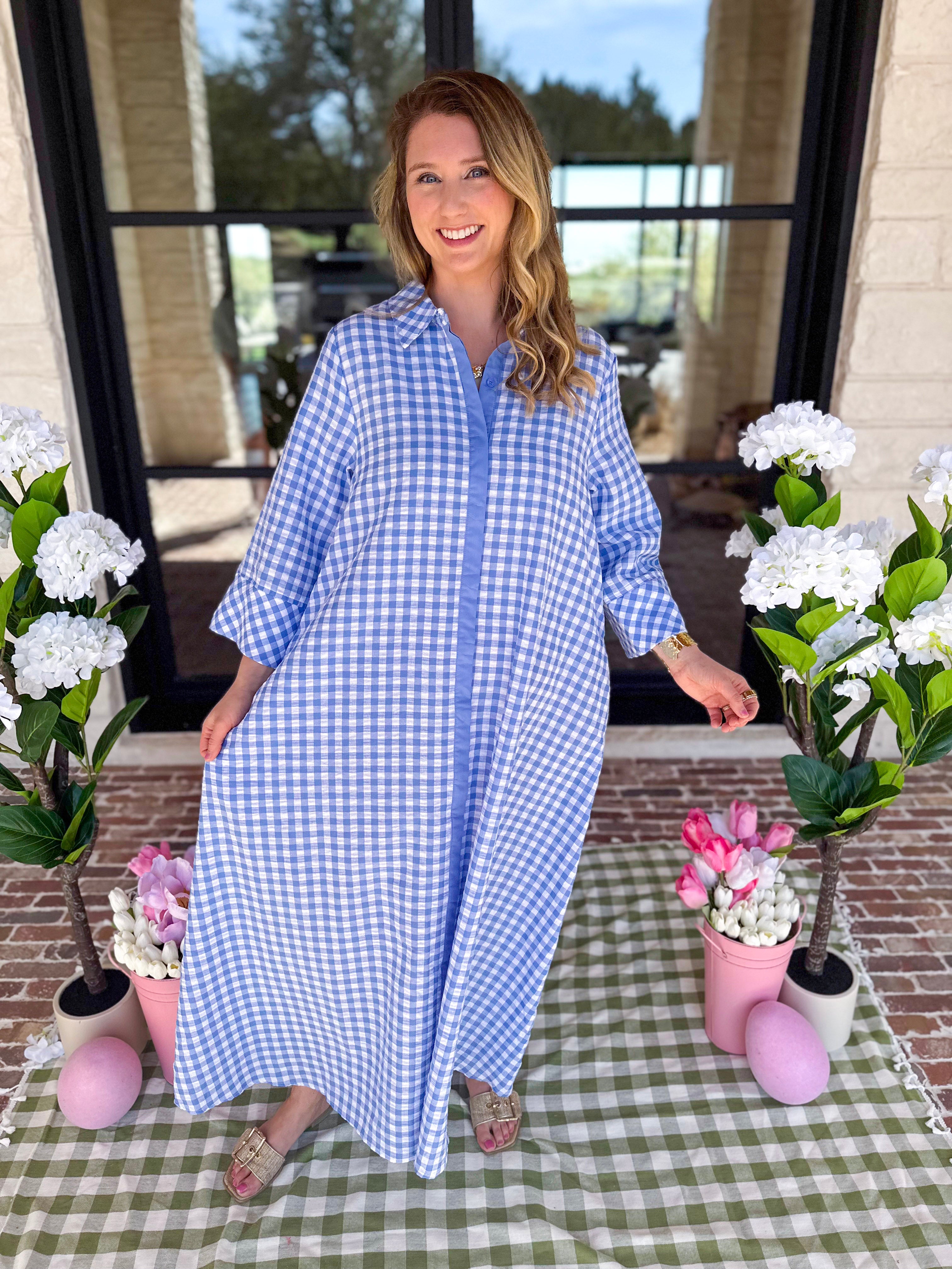 Spring Dreams Midi Dress - Blue-500 Midi-ENTRO-July & June Women's Fashion Boutique Located in San Antonio, Texas