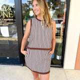 On The Go Striped Set - Brown-300 Athleisure/Lounge-ENTRO-July & June Women's Fashion Boutique Located in San Antonio, Texas