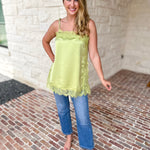 Date Night Lace Cami - Matcha-200 Fashion Blouses-ENTRO-July & June Women's Fashion Boutique Located in San Antonio, Texas