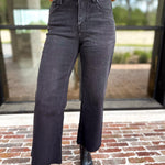 Vervet - High Rise Ankle Wide Leg Black Jeans-420 Denim-VEVERT BY FLYING MONKEY-July & June Women's Fashion Boutique Located in San Antonio, Texas